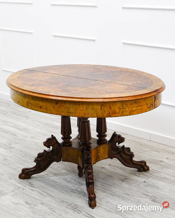 Drewniany STÓŁ rozkładany ORZECHOWY piękny BLAT Kalisz