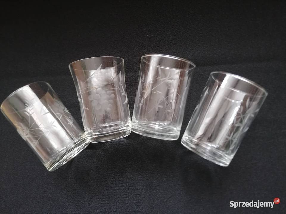 Dwie szlifowane szklanki PRL Łódź