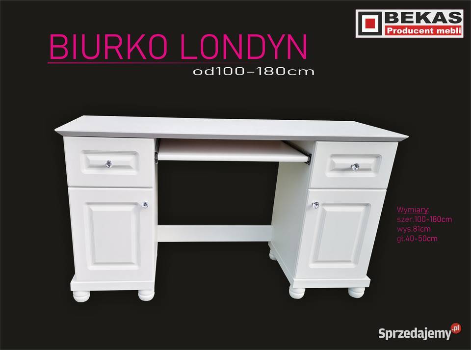 Białe Biurko LONDYN 120 2D2s White OAK Dąb Biały Mikołów sprzedam