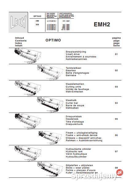 Lely Optimo 280 320 katalog części zamiennych Kielce sprzedam