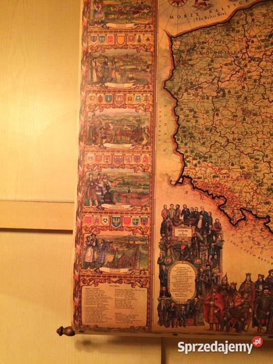 Ścienna ozdobna mapa Polski Pergamena NOWA Warszawa