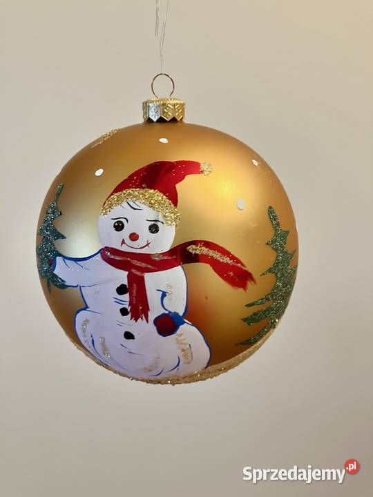 Wielka szklana bombka bańka bałwanek ręcznie wielokolorowy Nisko