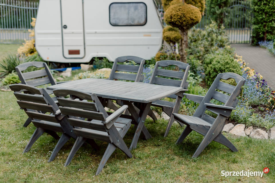 Meble ogrodowe drewniane składane typ S stół Komplety mebli Kalety