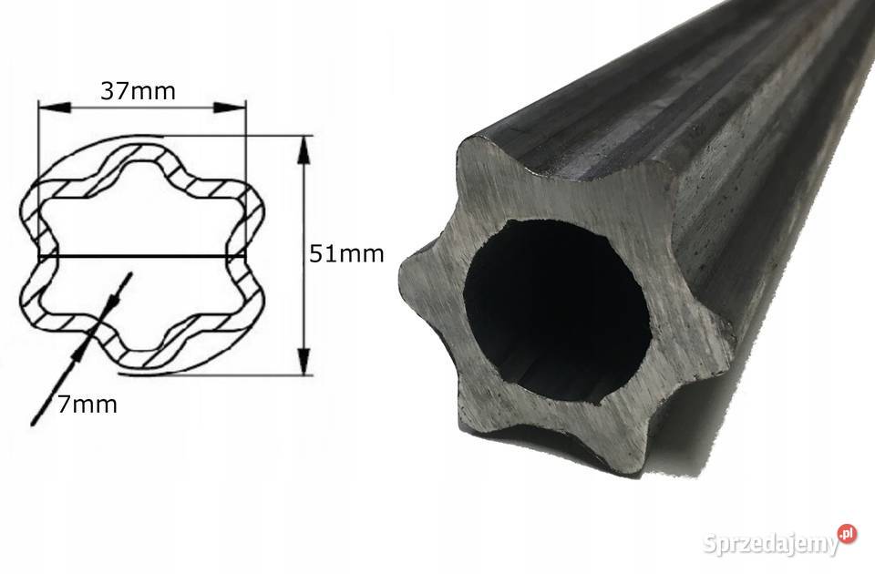Rura wału WOM profilowana gwiazda 51x37x7mm 1m Kamionna sprzedam