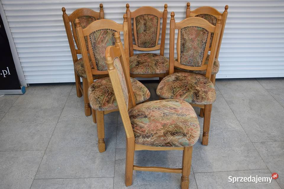 krzesła dębowe 6 sztuk super stan Dom i Ogród