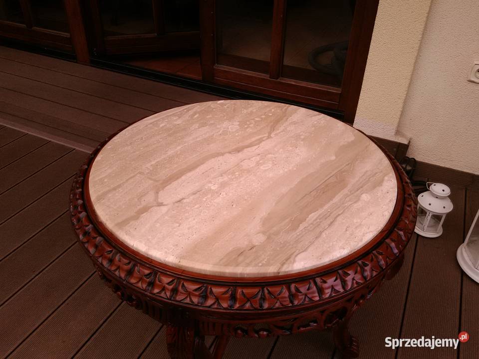 Stolik Barokowy Rzeźbiony Marmur Antyk UNIKAT Meble Kluki