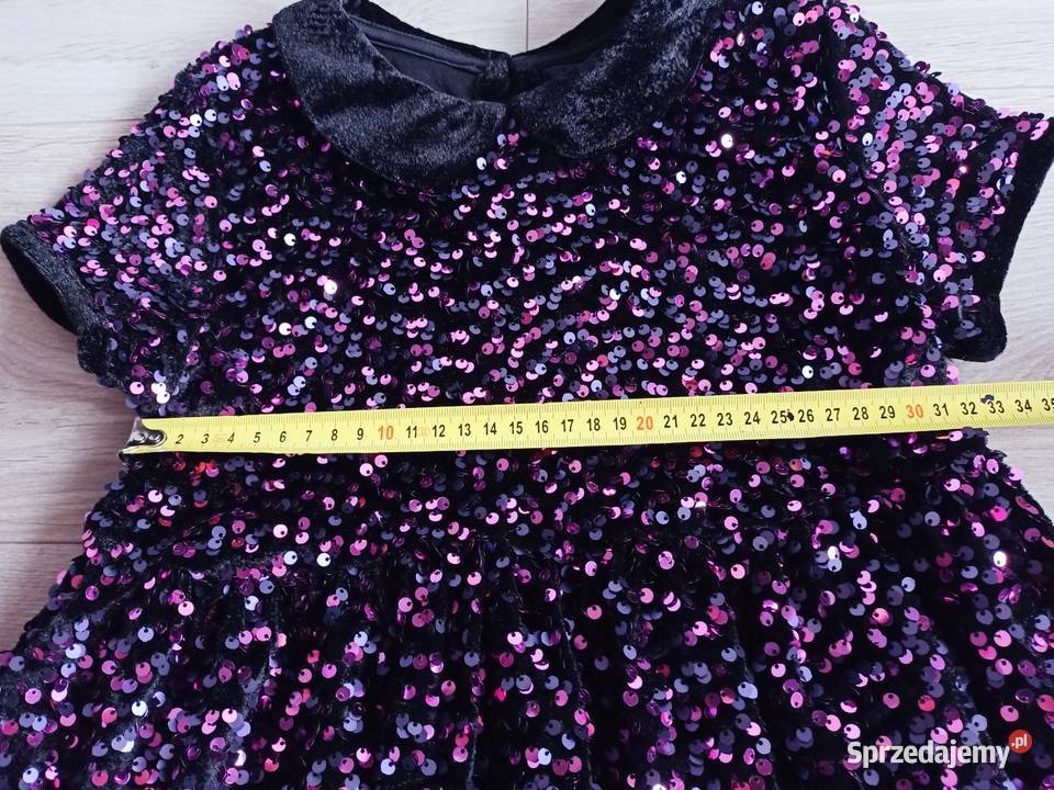 Sukienka dziewczęca czarno fioletowa w cekiny Płock