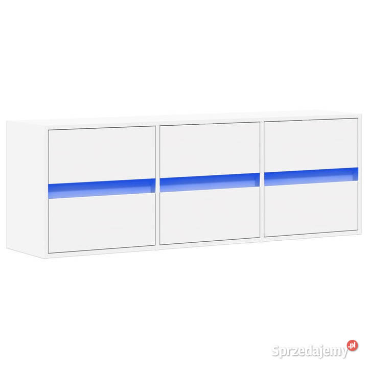 Ścienna szafka TV z LED biała 130x31x45 WM852299