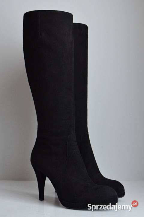 ŁADNIE dopasowne kozaki The Seller szpilka zamsz