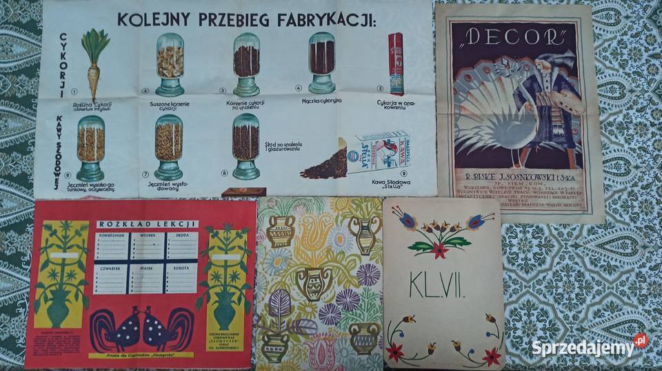 Stare przedwojene ilustracje i rysynki szkolne Wieluń