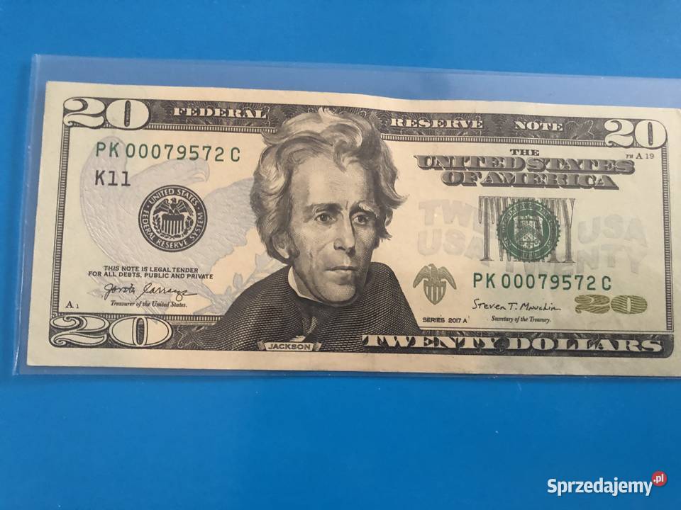 Banknot 20 dollars niski ciekawy numer Szczecin