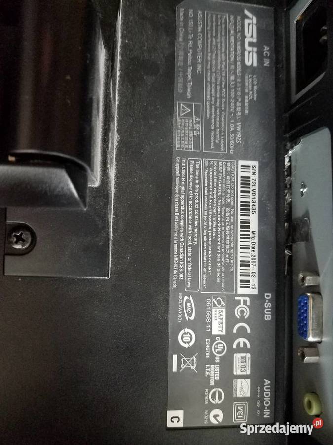 Monitor ASUS VW192S 19 LCD TN 1440x900 sprzedam