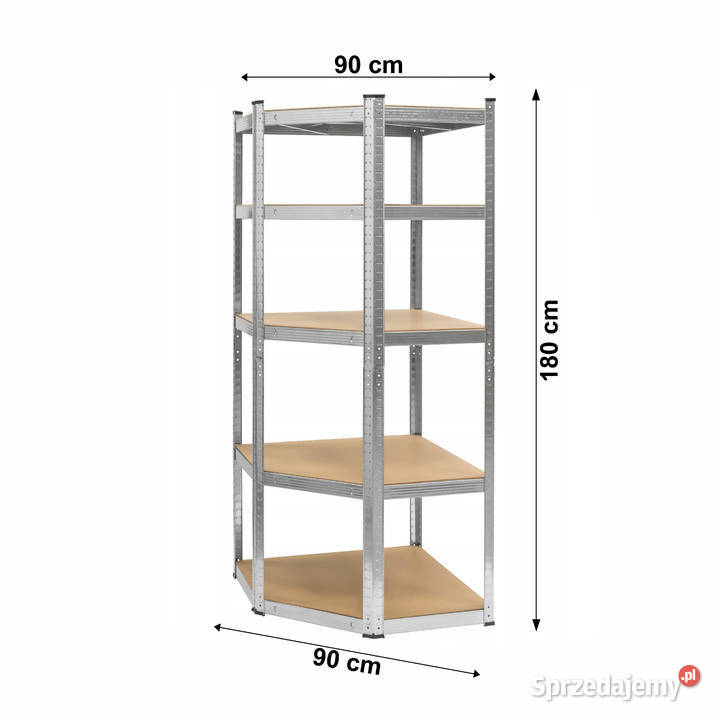 Regał magazynowy narożny metalowy srebrny 5 wielkopolskie Poznań