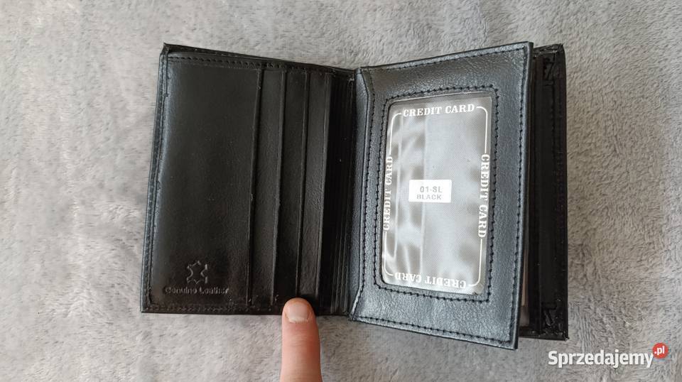 Nowy męski czarny skórzany portfel z wieloma Warszawa