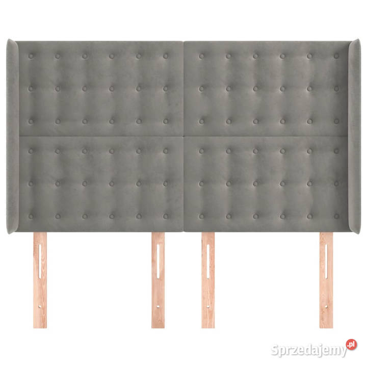 Zagłówek uszak jasnoszary 147x16x118128 aksamit