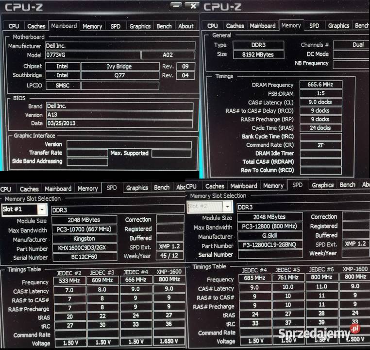 komputer DELL optiplex 7010 core i3 3225 Pamięć RAM 8