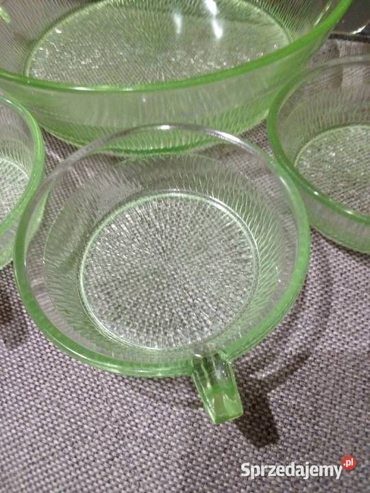 Przepiękny komplet z seledynowego szkła Art Deko Częstochowa