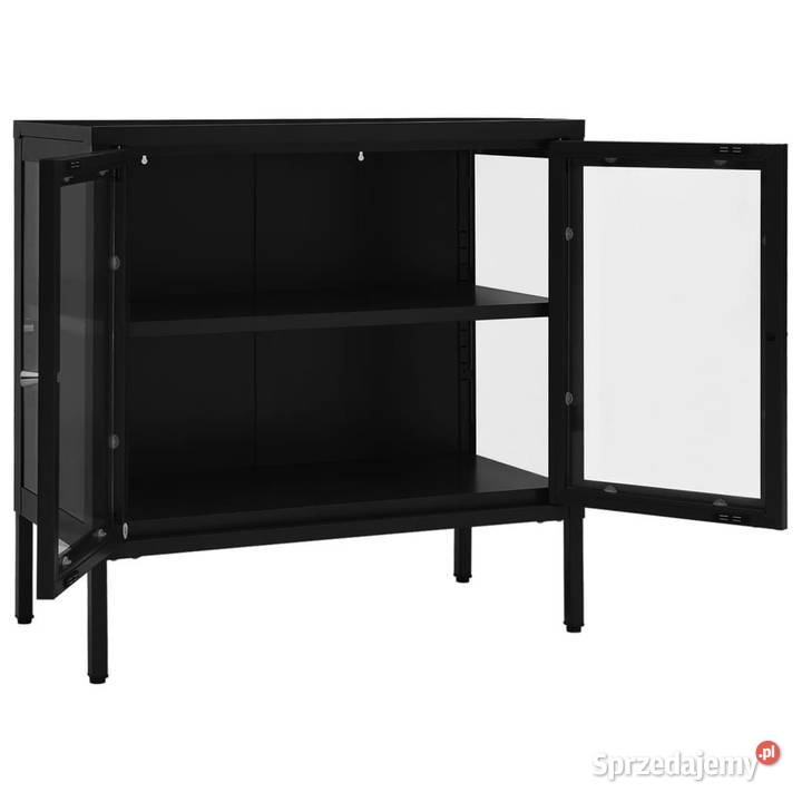 Szafka boczna czarna 70x35x70 stal i szkło Meble Warszawa