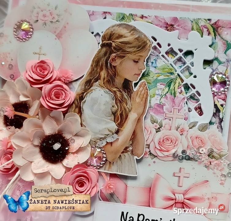 Komunia Święta kartka hand made pamiątka Mszana Dolna