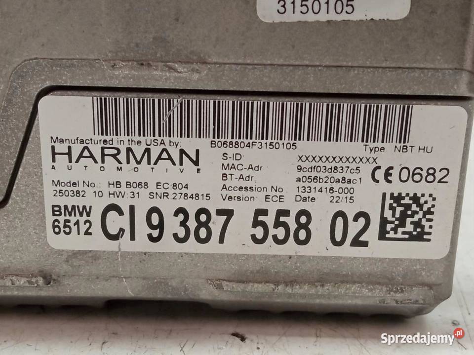 RADIO FABRYCZNE HARMAN NAWIGACJA 938755802 Bmw