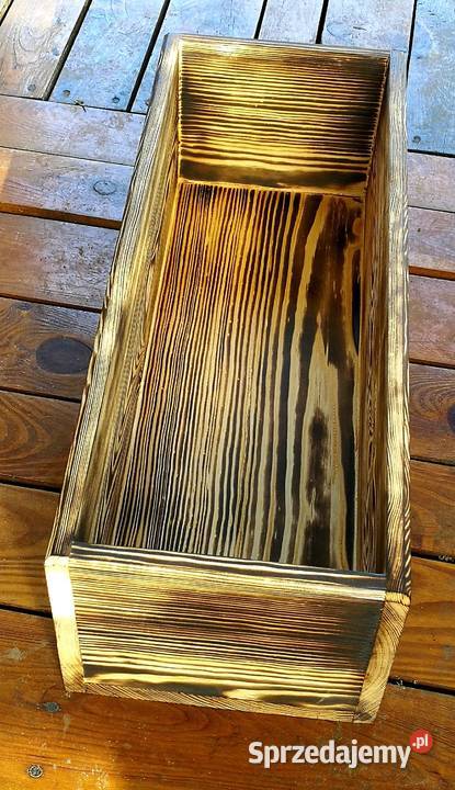 Doniczka drewniana osłonka drewniana opalana