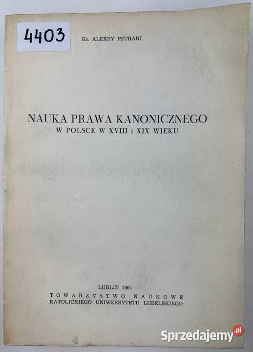 Nauka prawa kanonicznego w Polsce w XVIII i XIX religioznawstwo, nauki teologiczne Otwock