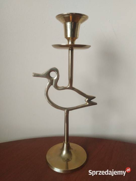 Świecznik Mosiężny Kaczka Szczęścia Vintage Wałbrzych