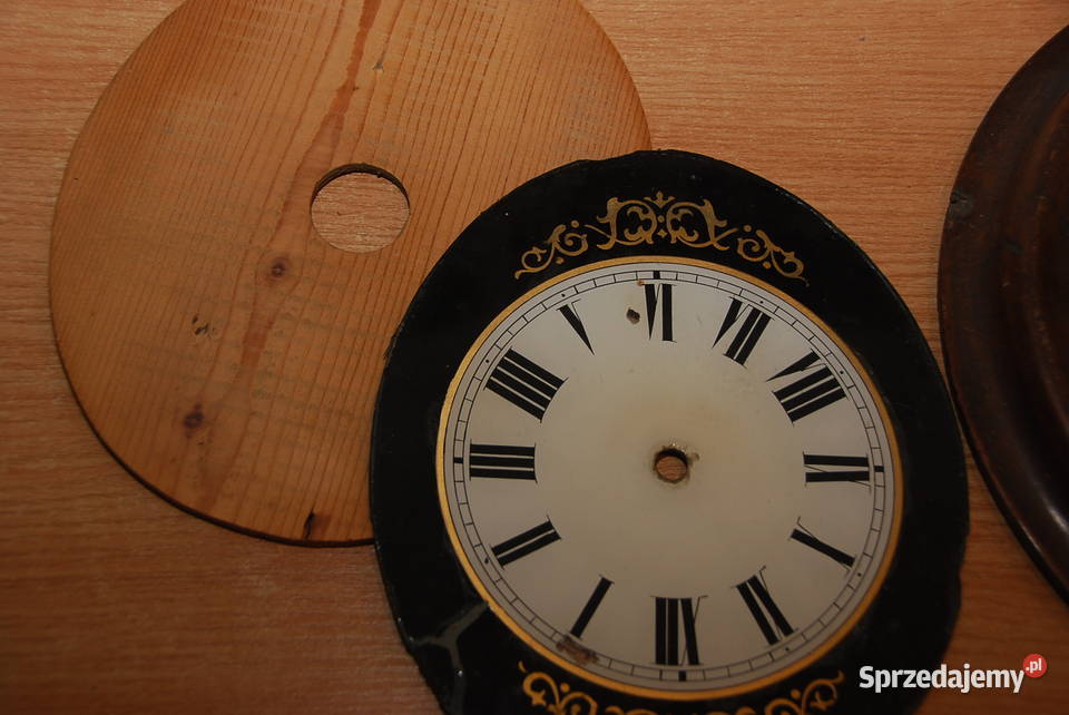 3 stary zabytkowy cyferblat zegara szkło drewno mazowieckie Warszawa