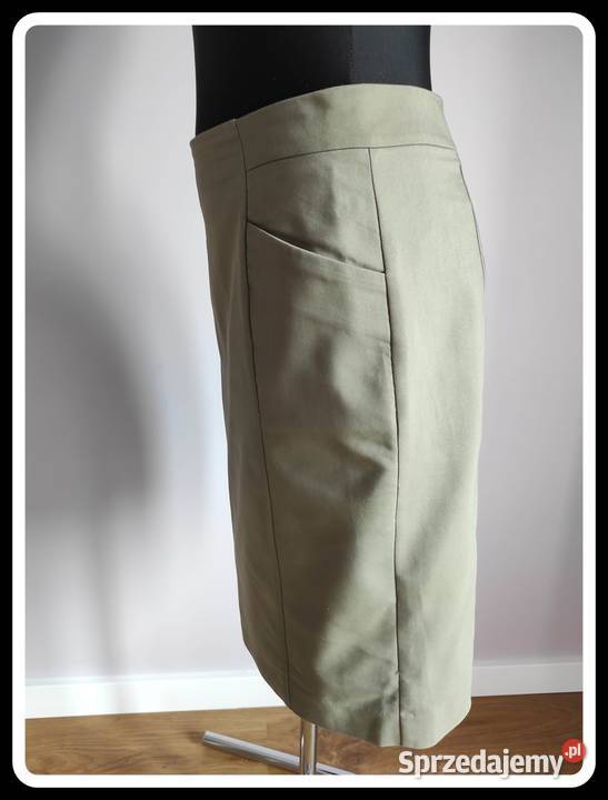 HM ołówkowa spódnica khaki 38 M 40 L bawełniana Rozmiar 40(L) Płock