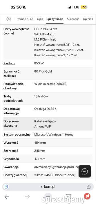 Komputer G4M3R HERO i7 14700F 32GB 1TB RTX5070Ti Krosno