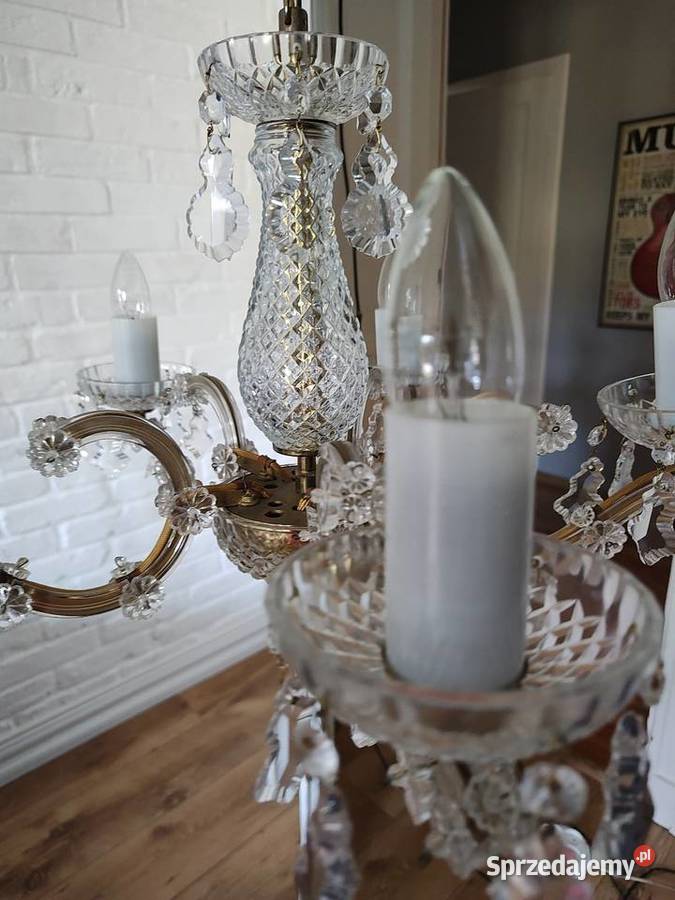 Lampa wisząca metal kryształ Czechosłowacja lata Lampy wiszące Legnica