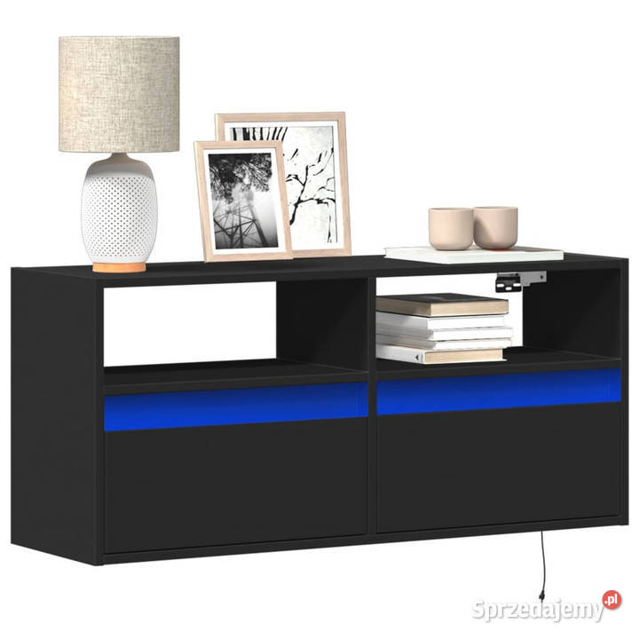 Ścienna szafka TV z LED czarna 100x31x45 Warszawa sprzedam