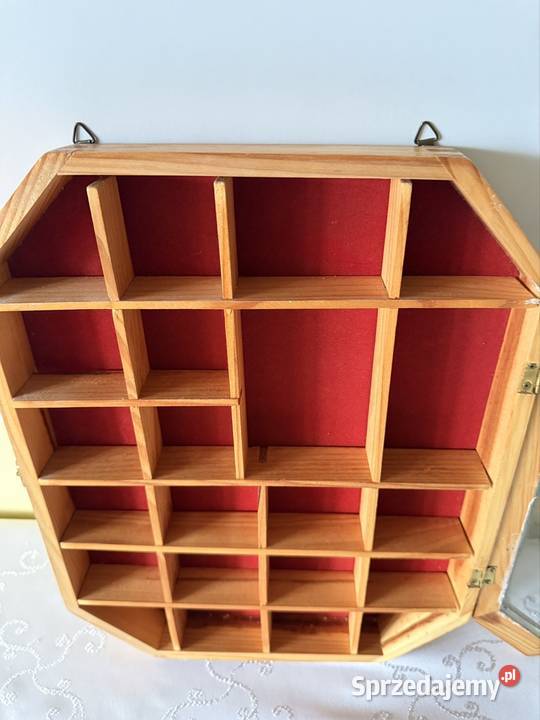 Witryna Ścienna Drewniana Oszklona Vintage Retro Czerwionka-Leszczyny