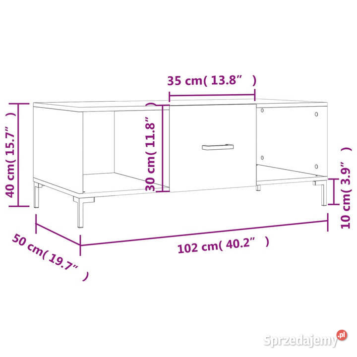 Stolik kawowy dąb sonoma 102x50x40 materiał Warszawa