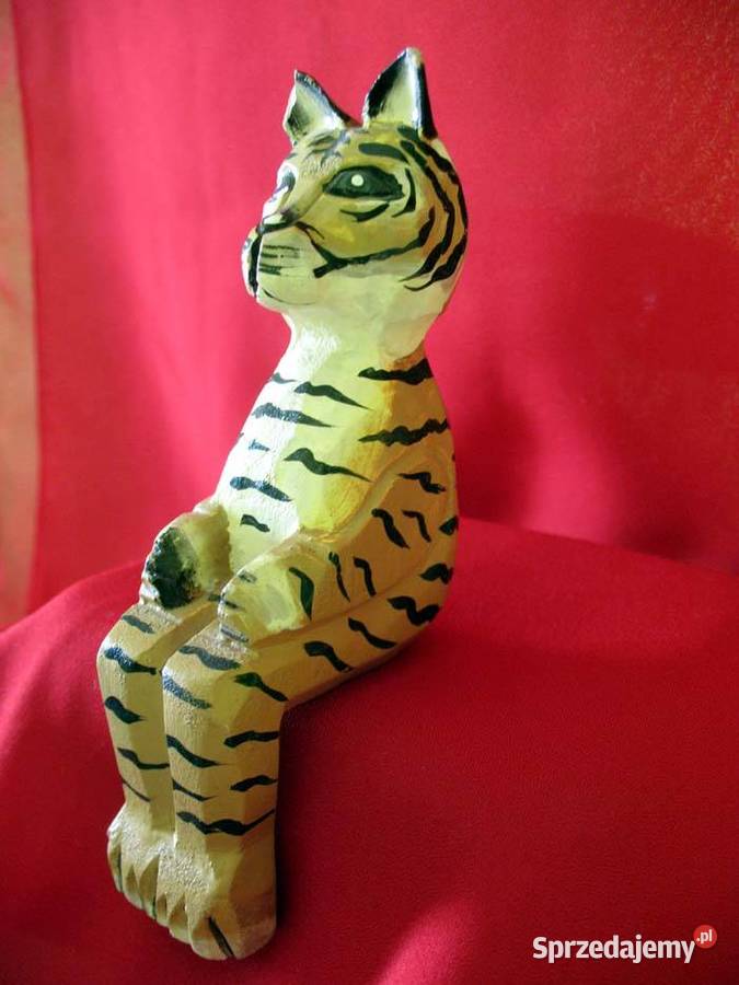 Kot kotek drewniana stara figurka z Bali 14x 6 x Siedlce