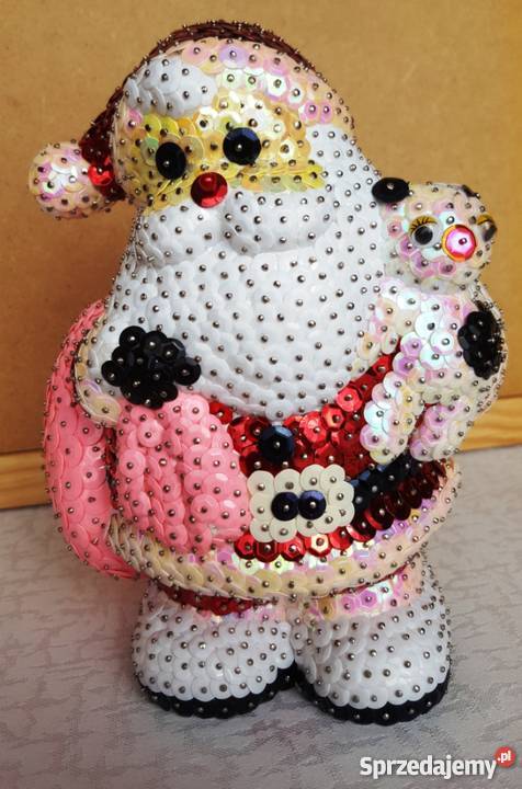 mikołaj z cekinów ozdoba Boże Narodzenie wielokolorowy Popławy-Rogale