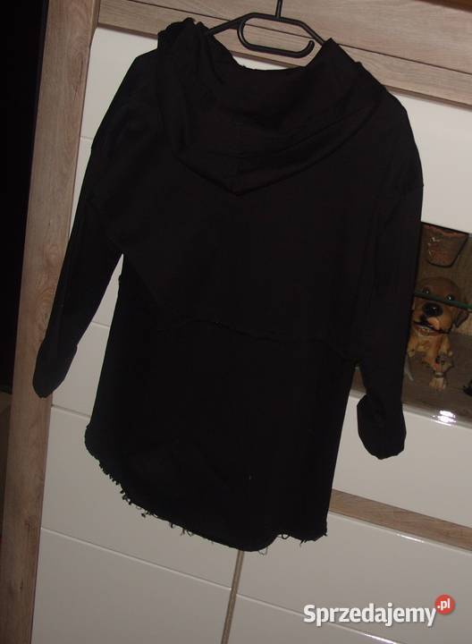 BLUZA KURTKA na zamek napisy kaptur r LXL czarny Rawicz