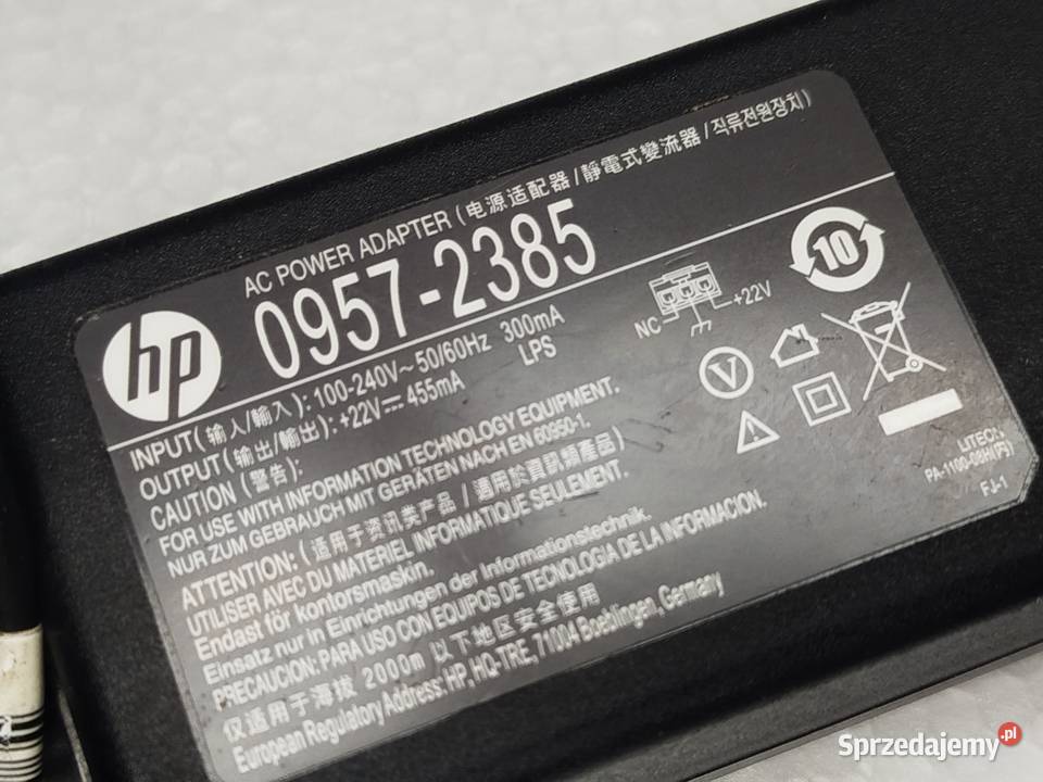 Zasilacza drukarki HP 0957 2385 22V 455mA Zgierz
