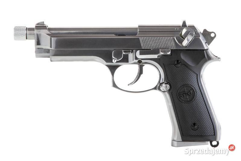 Pistolet GBB SR92 z tłumikiem - srebrny (SRC-02-021692) G