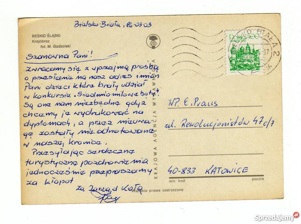 BESKID ŚLĄSKI KRAJOBRAZ ZIMOWY POCZTÓWKA Krynki