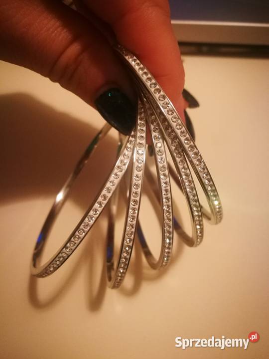 Bransoletka koło sztywna stal cyrkonie kryształy