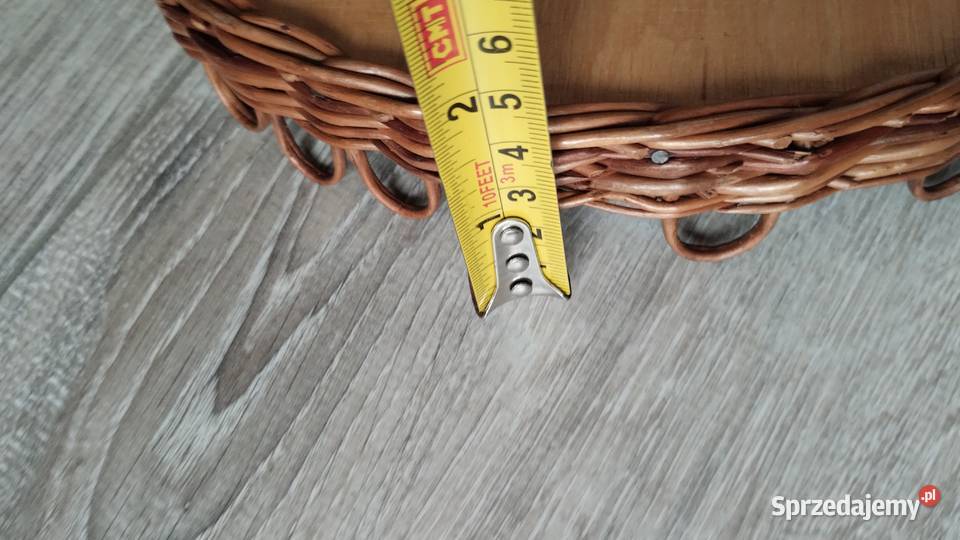 taca drewniana wiklinowa na kubki