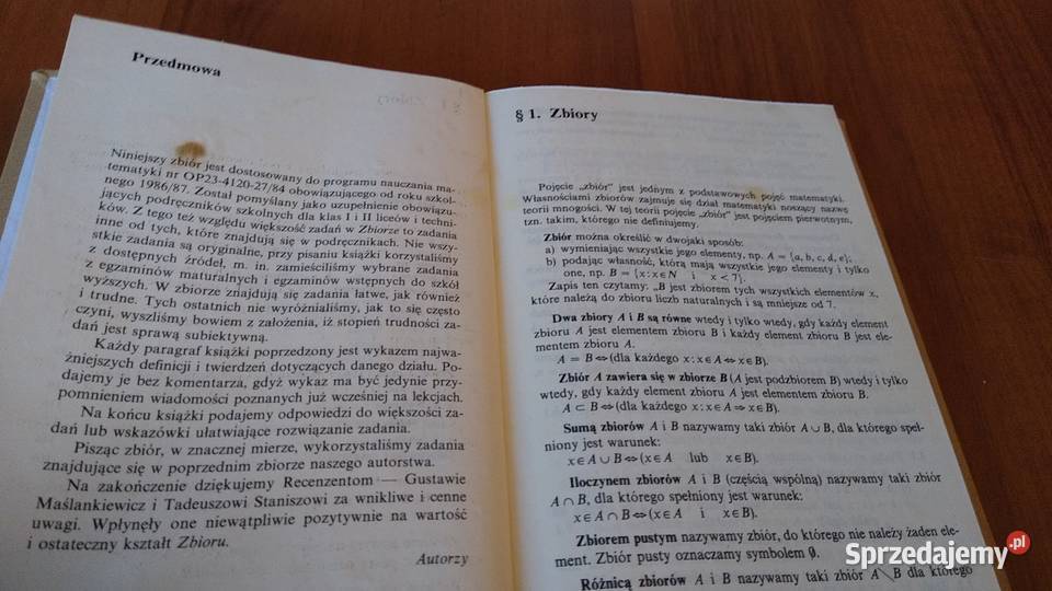 Zbiór zadań z matematyki kl I i II szkół Rok wydania 1990 Gdańsk