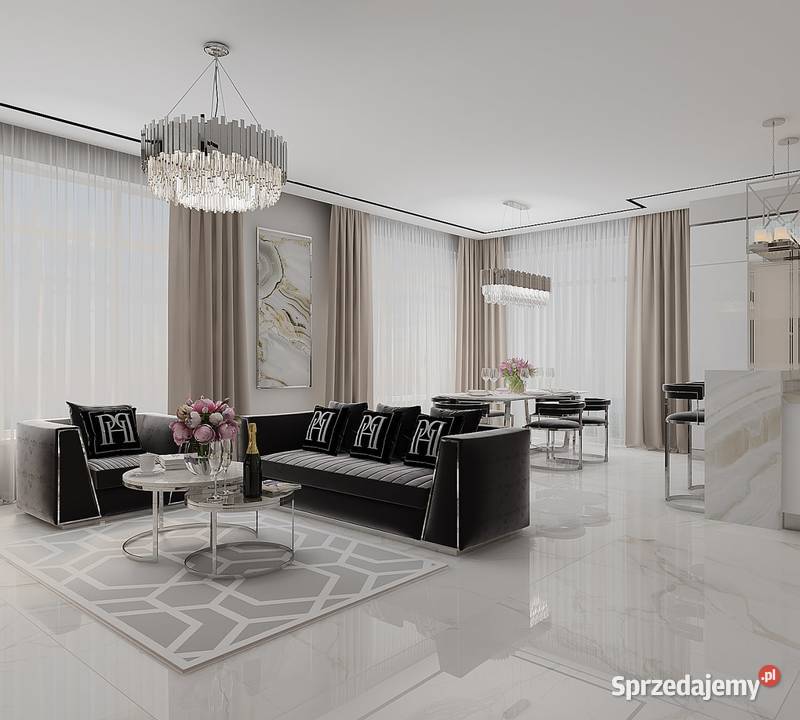 Czarna sofa glamour trzyosobowa srebrna 240cm Sofy i kanapy Meble Warszawa