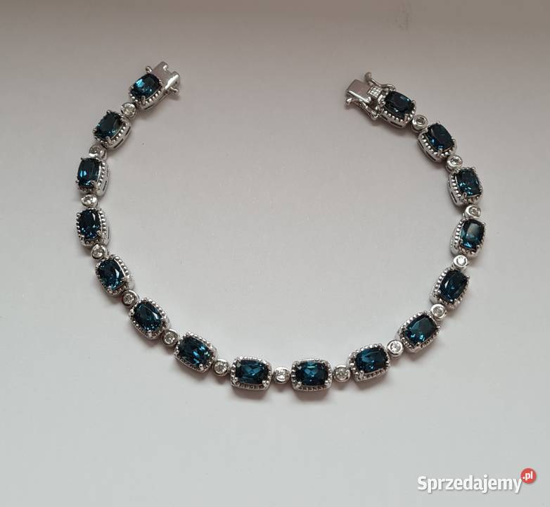 Srebrna bransoletka z Topazem London Blue i Zegarki i Biżuteria mazowieckie Otwock sprzedam