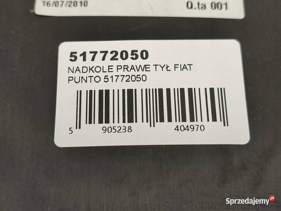 NADKOLE PRAWY TYŁ FIAT GRANDE PUNTO 20052008