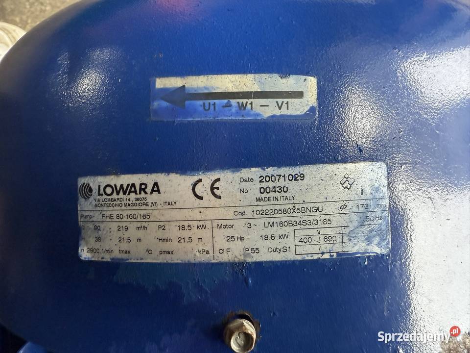 Pompa obiegowa Lowara FHE 80160185P Q 90 219 m3h mazowieckie Wałsnów