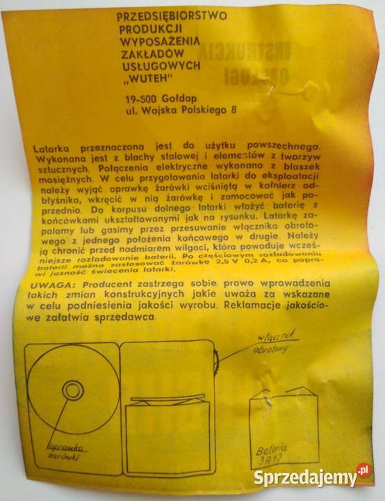 nowa kompletna LATARKA PŁASKA 142 Gołdap WUTEH Pozostałe Łódź