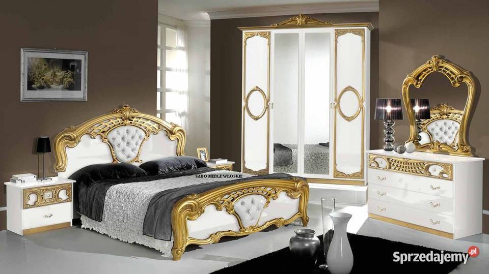 Klasyczna sypialnia biało-złota