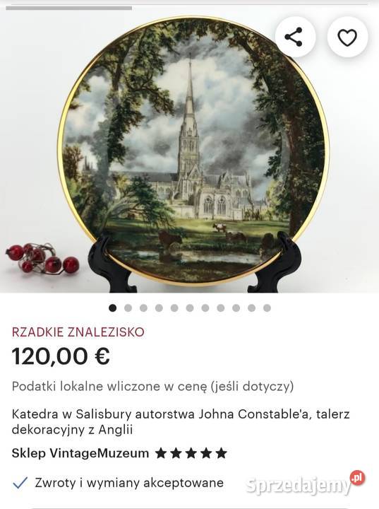 Piękna zabytkowa kolekcjonerska patera Katedra w Pabianice
